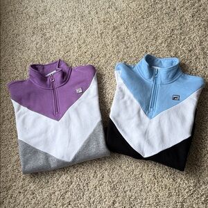 Fila Women TWO Quarter-Zip Pullover Sweaters Size Medium